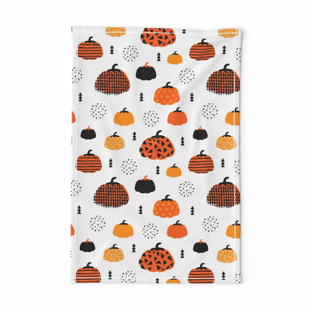 Fall fruit geometric pumpkin design scandinavian style halloween black and white orange