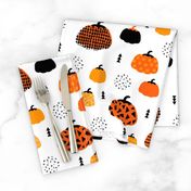 Fall fruit geometric pumpkin design scandinavian style halloween black and white orange