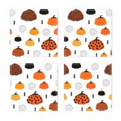 Fall fruit geometric pumpkin design scandinavian style halloween black and white orange