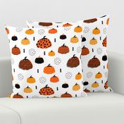 Fall fruit geometric pumpkin design scandinavian style halloween black and white orange