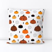 Fall fruit geometric pumpkin design scandinavian style halloween black and white orange