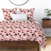 Fall fruit geometric pumpkin design scandinavian style halloween print pink orange