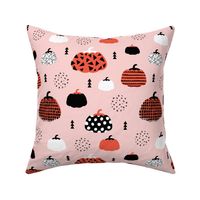 Fall fruit geometric pumpkin design scandinavian style halloween print pink orange