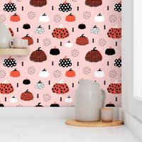 Fall fruit geometric pumpkin design scandinavian style halloween print pink orange