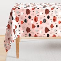 Fall fruit geometric pumpkin design scandinavian style halloween print pink orange