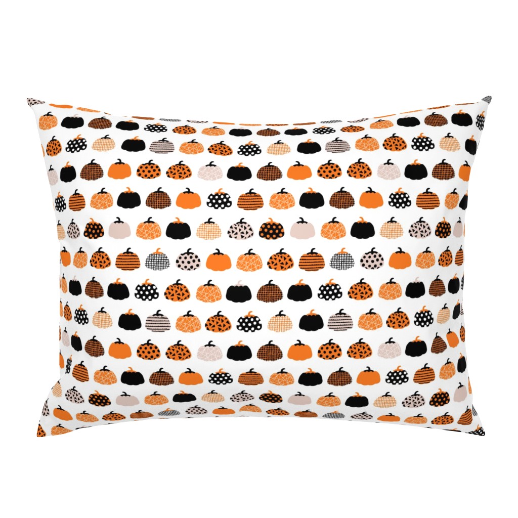 Fall fruit geometric pumpkin design scandinavian style halloween print black and white orange