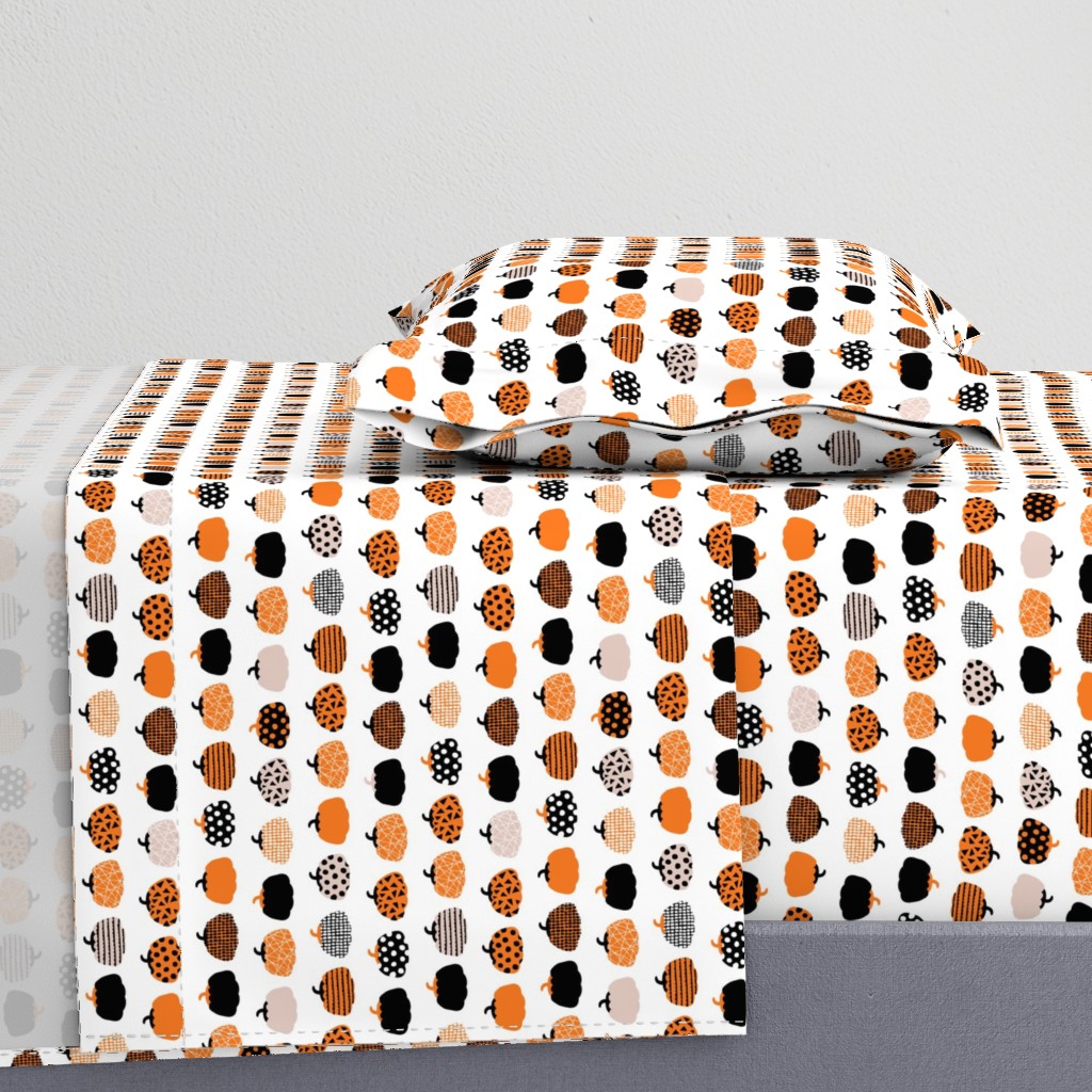 Fall fruit geometric pumpkin design scandinavian style halloween print black and white orange