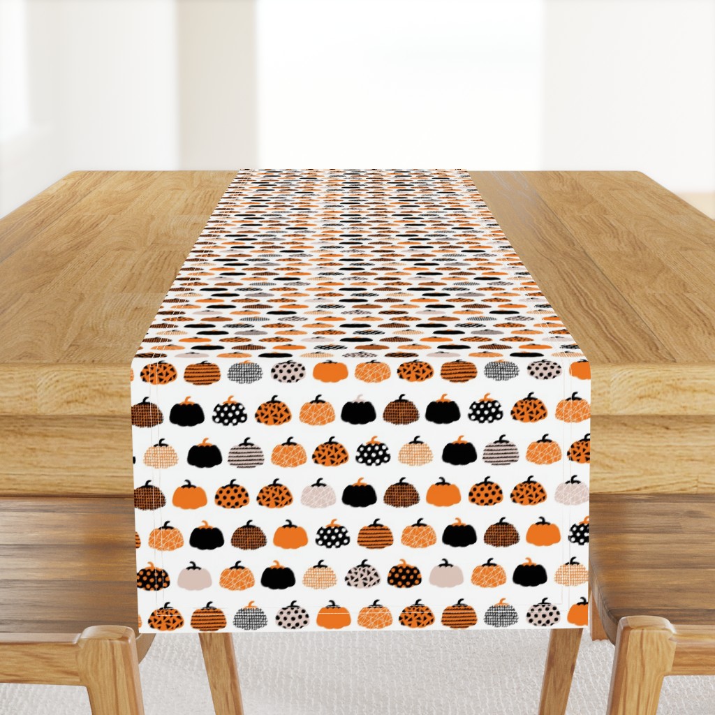 Fall fruit geometric pumpkin design scandinavian style halloween print black and white orange