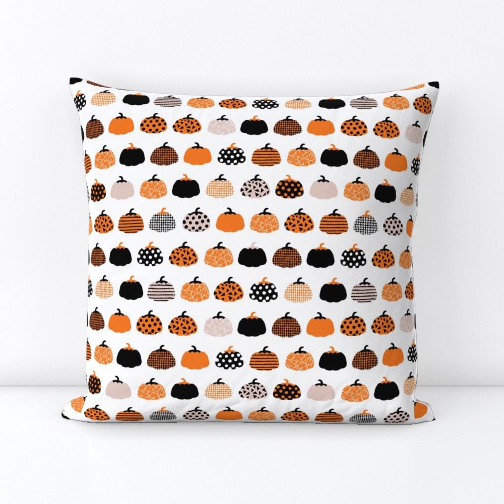 Fall fruit geometric pumpkin design scandinavian style halloween print black and white orange