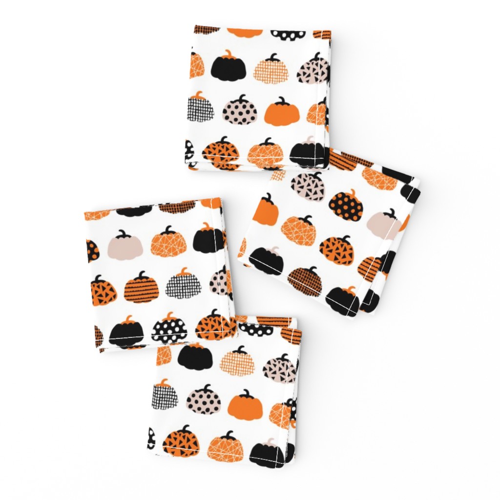 Fall fruit geometric pumpkin design scandinavian style halloween print black and white orange