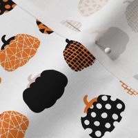 Fall fruit geometric pumpkin design scandinavian style halloween print black and white orange