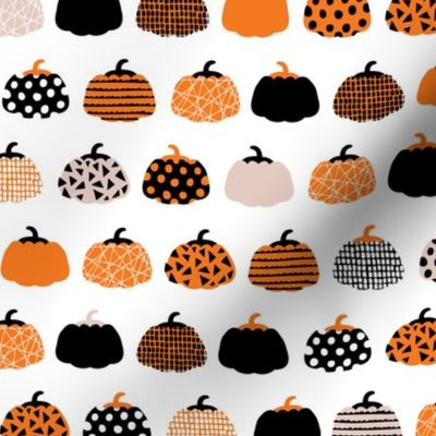 Fall fruit geometric pumpkin design scandinavian style halloween print black and white orange
