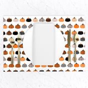 Fall fruit geometric pumpkin design scandinavian style halloween print black and white orange