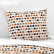 Fall fruit geometric pumpkin design scandinavian style halloween print black and white orange