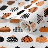 Fall fruit geometric pumpkin design scandinavian style halloween print black and white orange