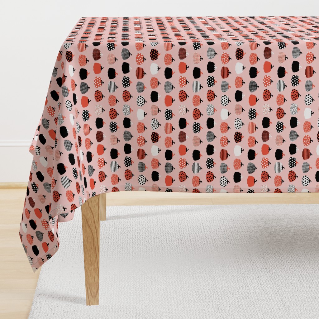 Fall fruit geometric pumpkin design scandinavian style halloween print pink orange