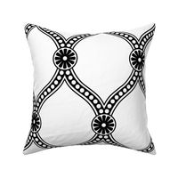 Prima Donna - Black and White Large Ogee (8in repeat)