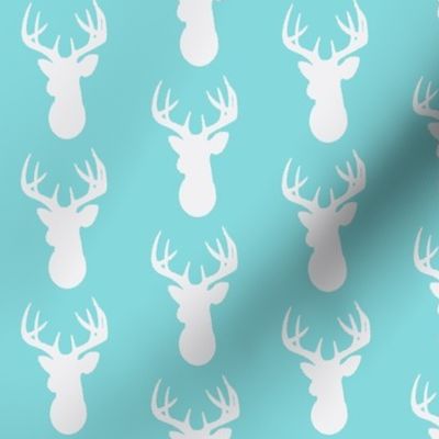 Deer Silhouette in Aqua and White