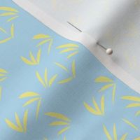 Buttery Yellow Tussocks on Baby Blue - Small Scale