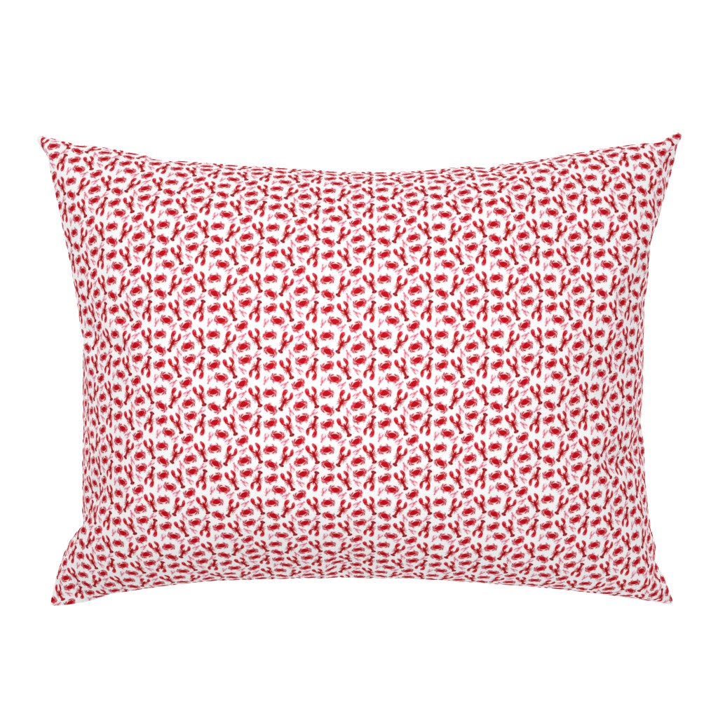 crabs and lobsters // ocean mini print super tiny ocean white red nautical summer