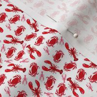 crabs and lobsters // ocean mini print super tiny ocean white red nautical summer