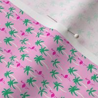 palm tree  fabric// pink flamingo tropical summer cute mini pink