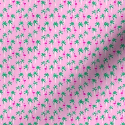 palm tree  fabric// pink flamingo tropical summer cute mini pink
