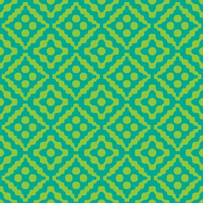 Tribal diamonds in lime and aqua