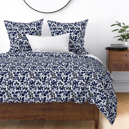 Navy Floral Fabric | Spoonflower
