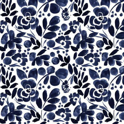 Navy Floral Fabric, Wallpaper and Home Decor | Spoonflower