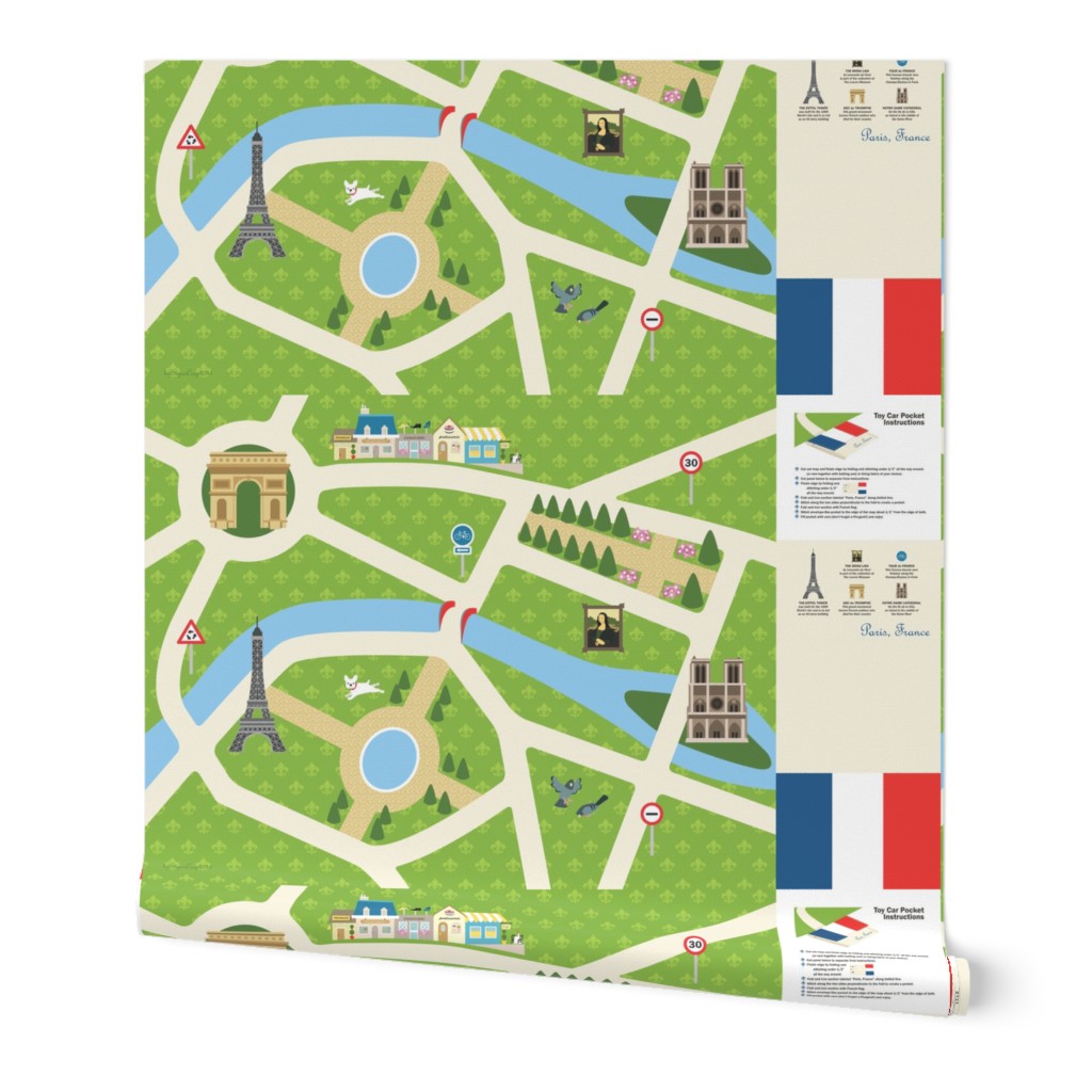 Map of Paris - 58" Cotton Twill playmat