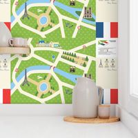 Map of Paris - 58" Cotton Twill playmat