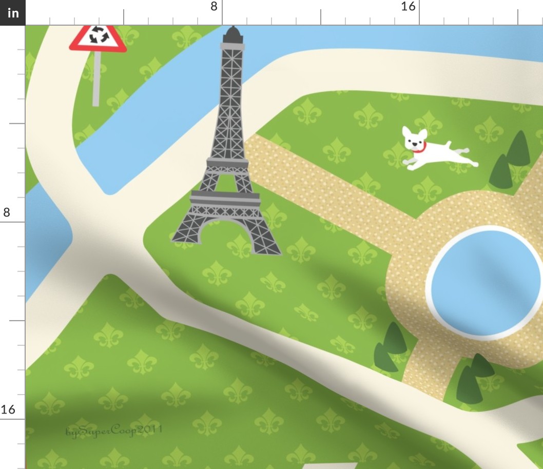 Map of Paris - 58" Cotton Twill playmat
