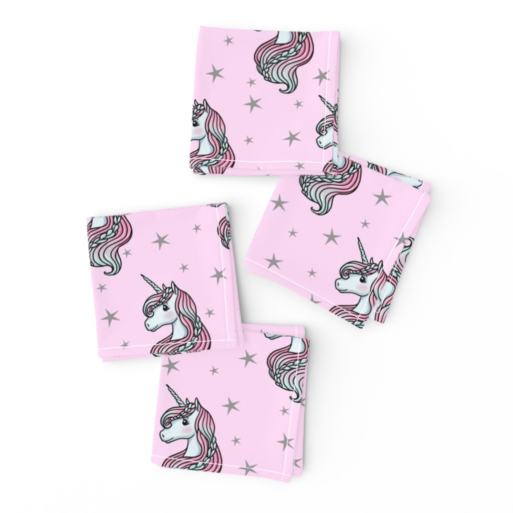 Unicorn - Pink & Grey, Unicorn and Stars - MEDIUM