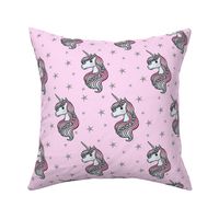 Unicorn - Pink & Grey, Unicorn and Stars - MEDIUM