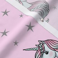 Unicorn - Pink & Grey, Unicorn and Stars - MEDIUM