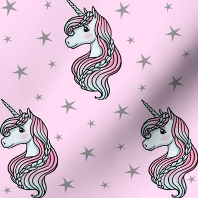 Unicorn - Pink & Grey, Unicorn and Stars - MEDIUM