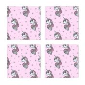 Unicorn - Pink & Grey, Unicorn and Stars - MEDIUM