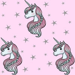 Unicorn - Pink & Grey, Unicorn and Stars - MEDIUM