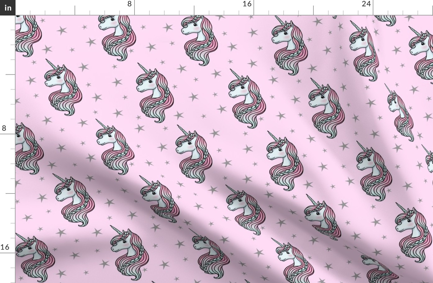 Unicorn - Pink & Grey, Unicorn and Stars - MEDIUM