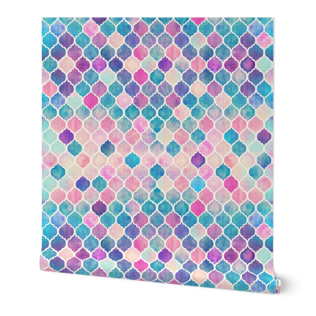 Rainbow Pastel Watercolor Moroccan Pattern extra small