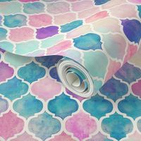 Rainbow Pastel Watercolor Moroccan Pattern extra small