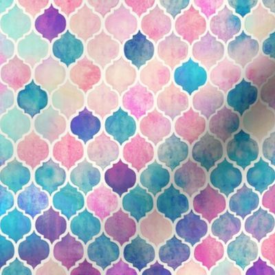 Rainbow Pastel Watercolor Moroccan Pattern extra small