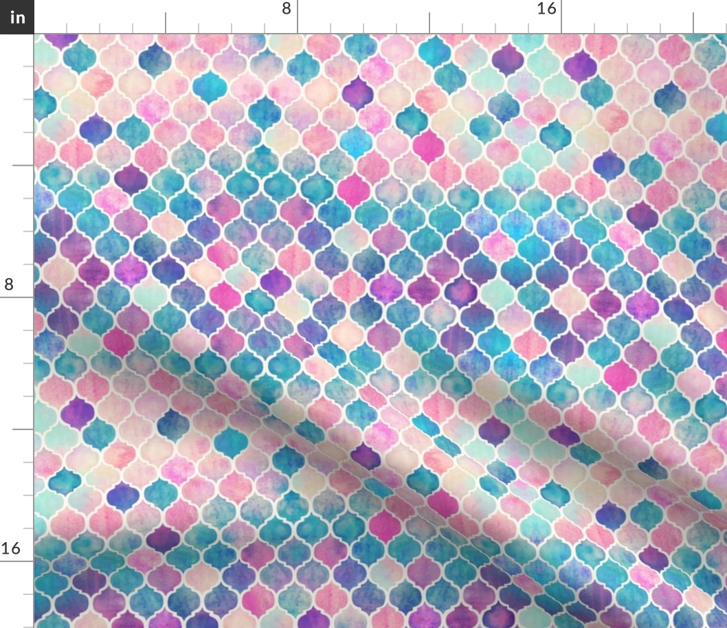 Rainbow Pastel Watercolor Moroccan Pattern extra small