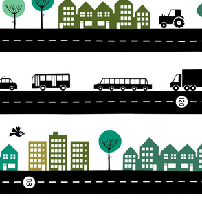 Roads vehicles and the city green