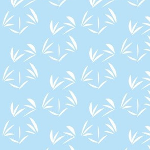 White Oriental Tussocks on Baby Blue - Medium Scale