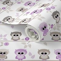 Baby owls in purple