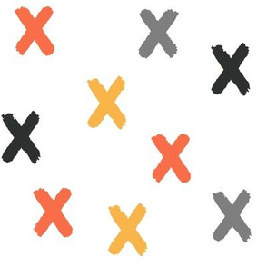 Black Gray Yellow Orange X's