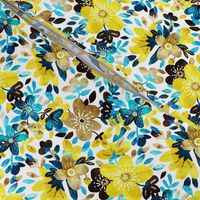Cheerful Yellow and Turquoise Floral Collage