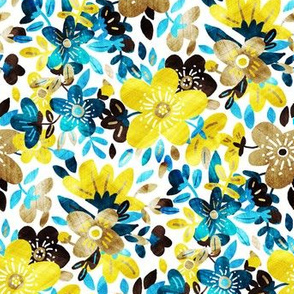 Cheerful Yellow and Turquoise Floral Collage